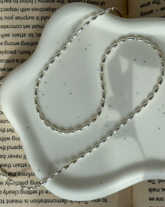 Raindrop Silver Beaded Necklace