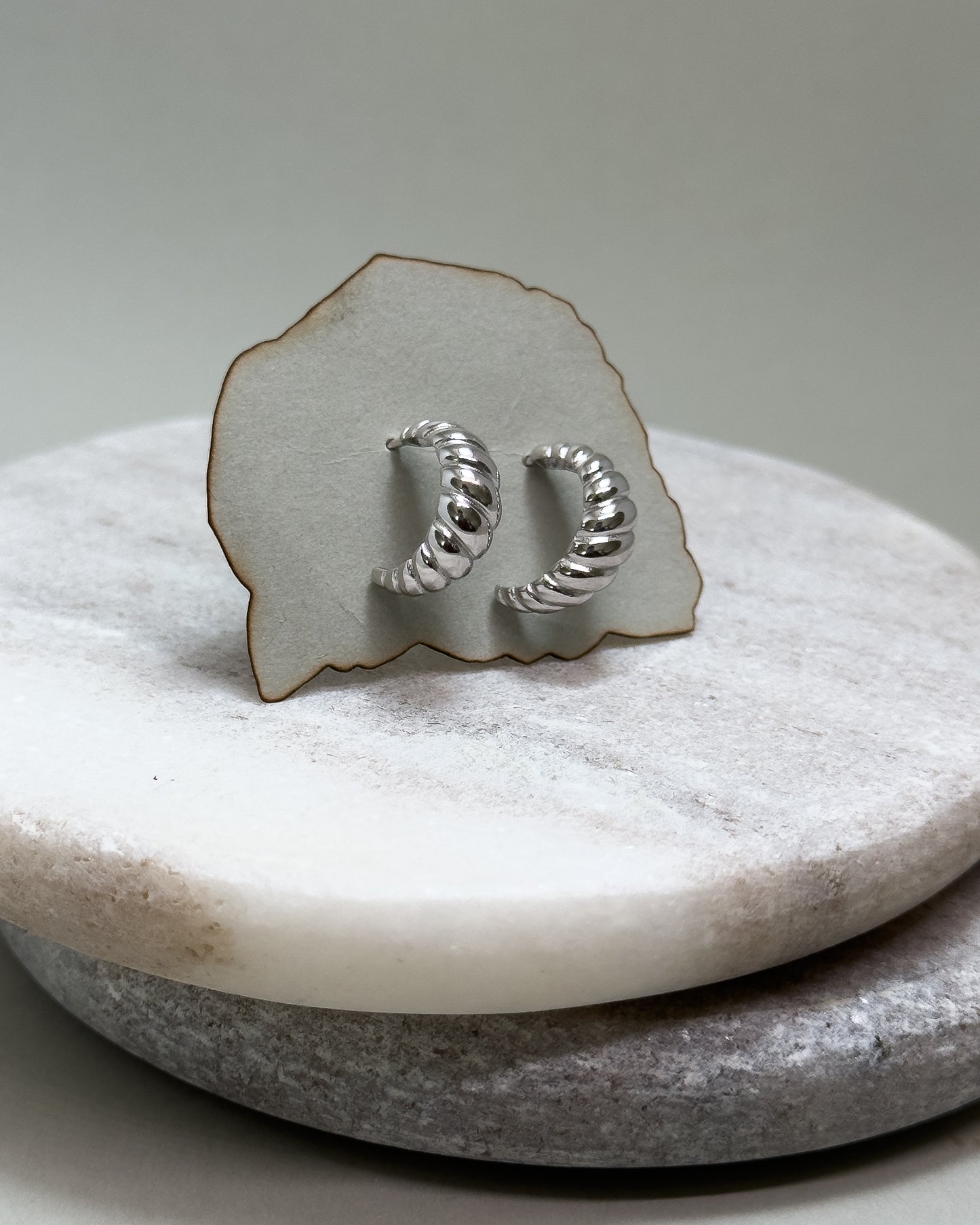 Sterling Silver Croissant Stud Earrings