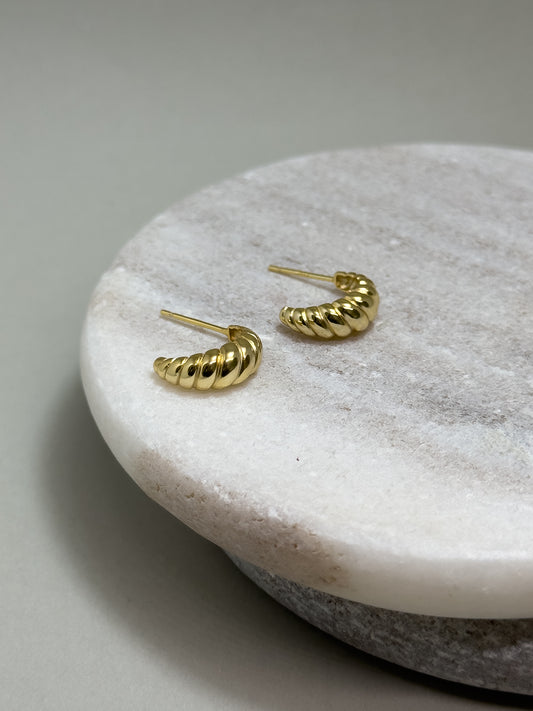 Sterling Silver Croissant Stud Earrings