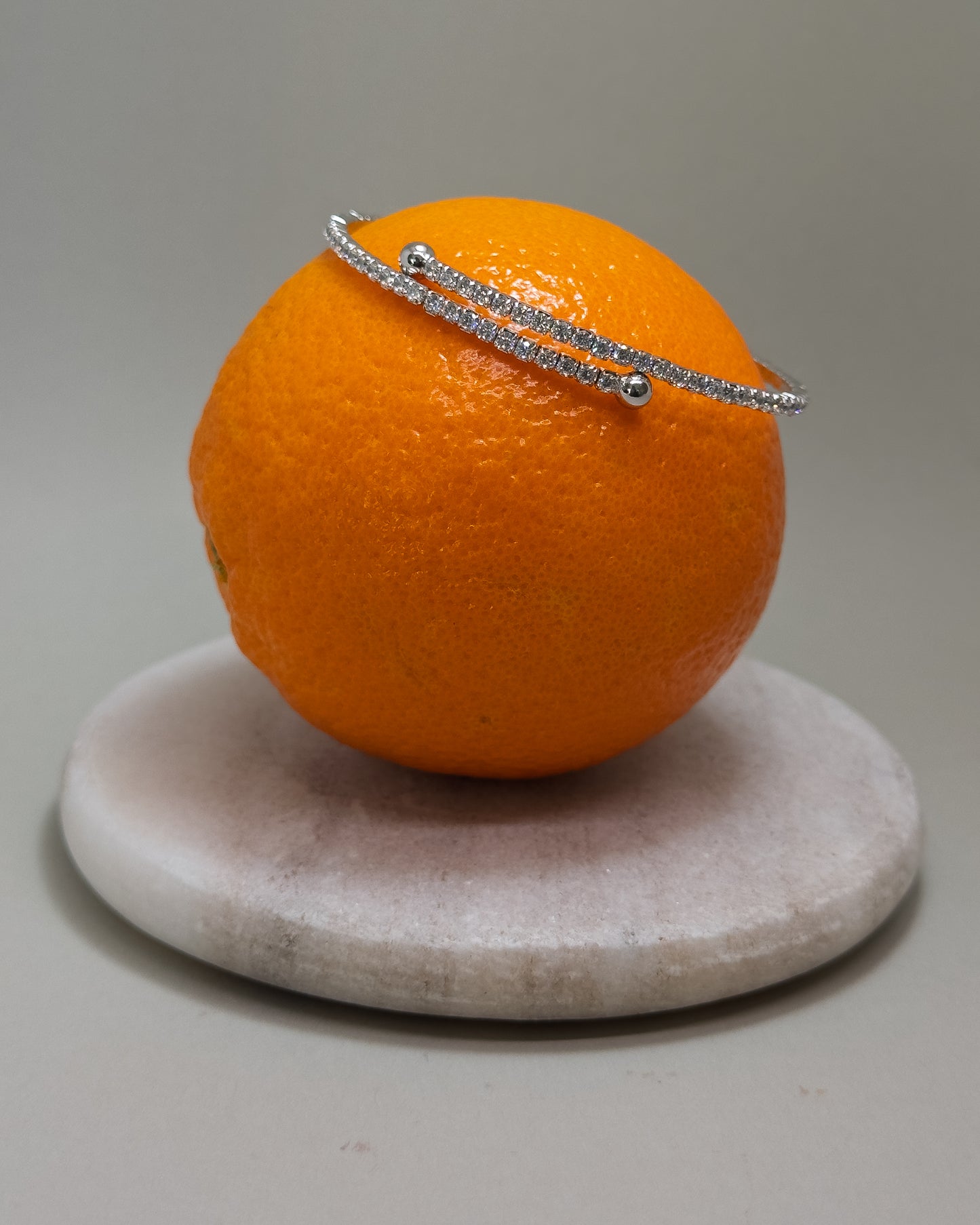 Zara Stretchable Silver Zircon Bangle