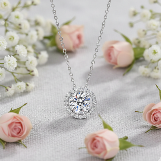 Lumière Silver Moissanite Necklace