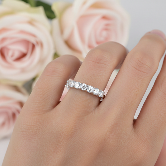 Sterling Silver Moissanite band ring