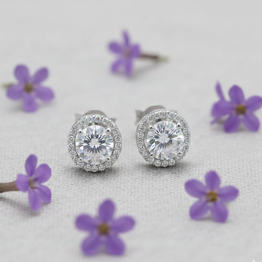 Lumière Silver Moissanite Stud Earrings