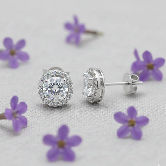 Lumière Silver Moissanite Stud Earrings