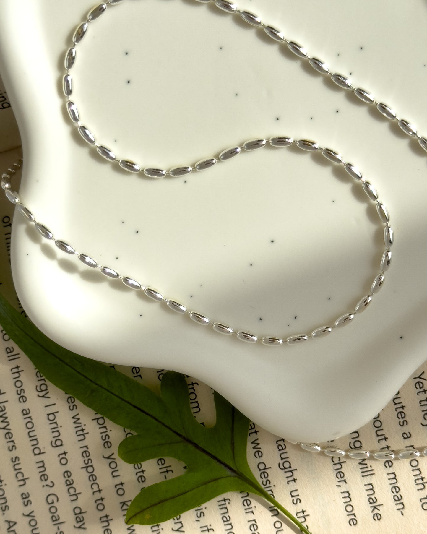 Raindrop Silver Beaded Necklace