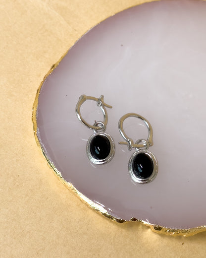 Midnight Silver Drop Earrings