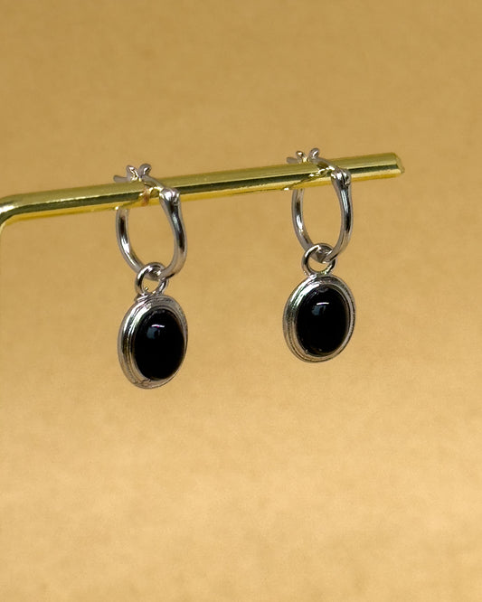 Midnight Silver Drop Earrings