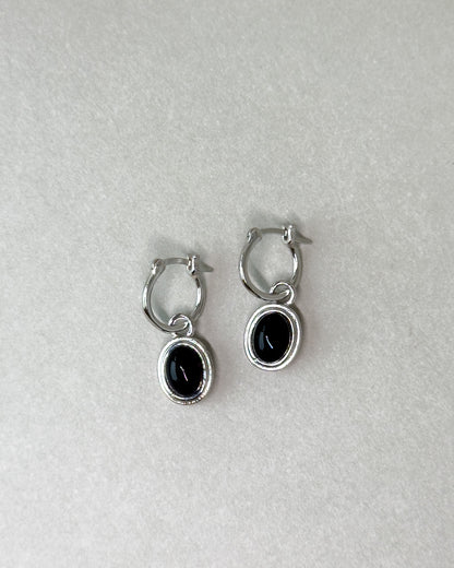 Midnight Silver Drop Earrings