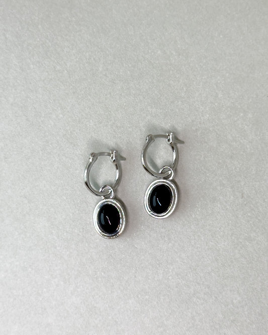 Midnight Silver Drop Earrings