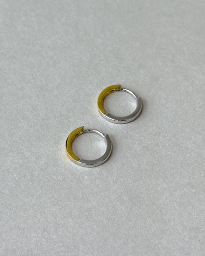 Small Two-tone Round Hoop Earrings