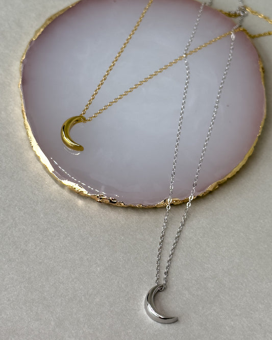 14K Gold Crescent Necklace