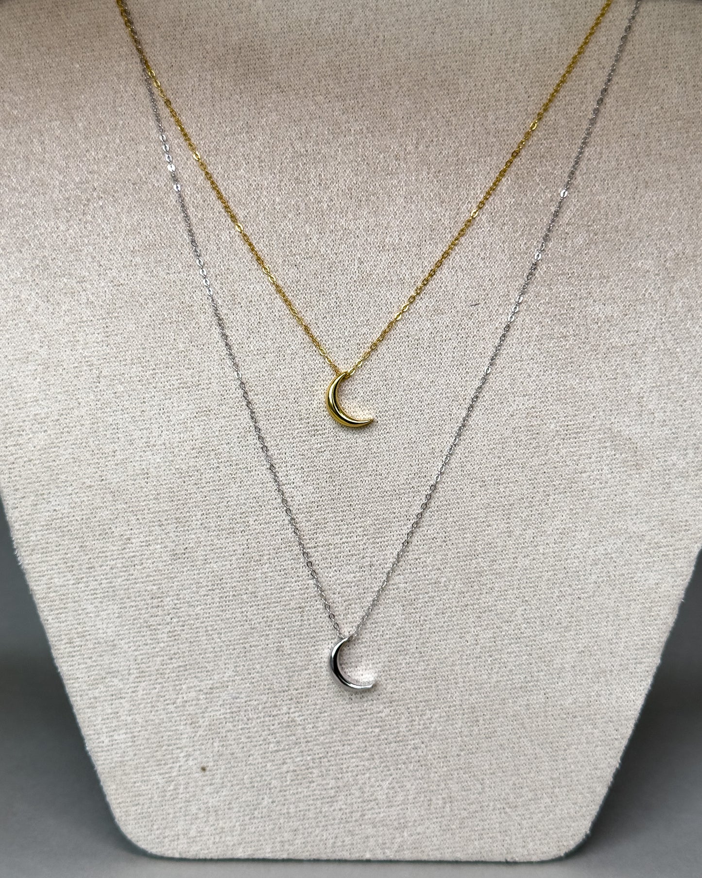 14K Gold Crescent Necklace