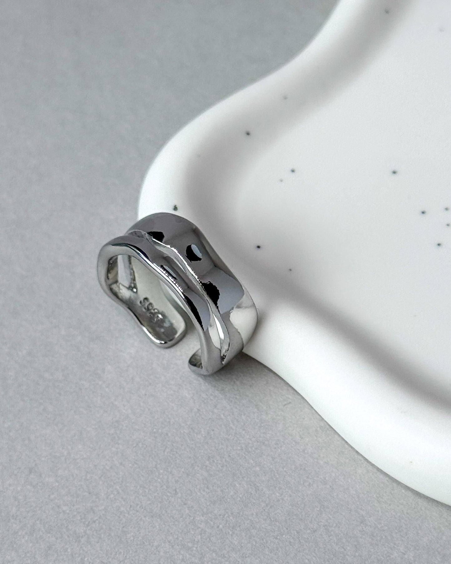 Two Tier Irregular Solid Sterling Silver Ring