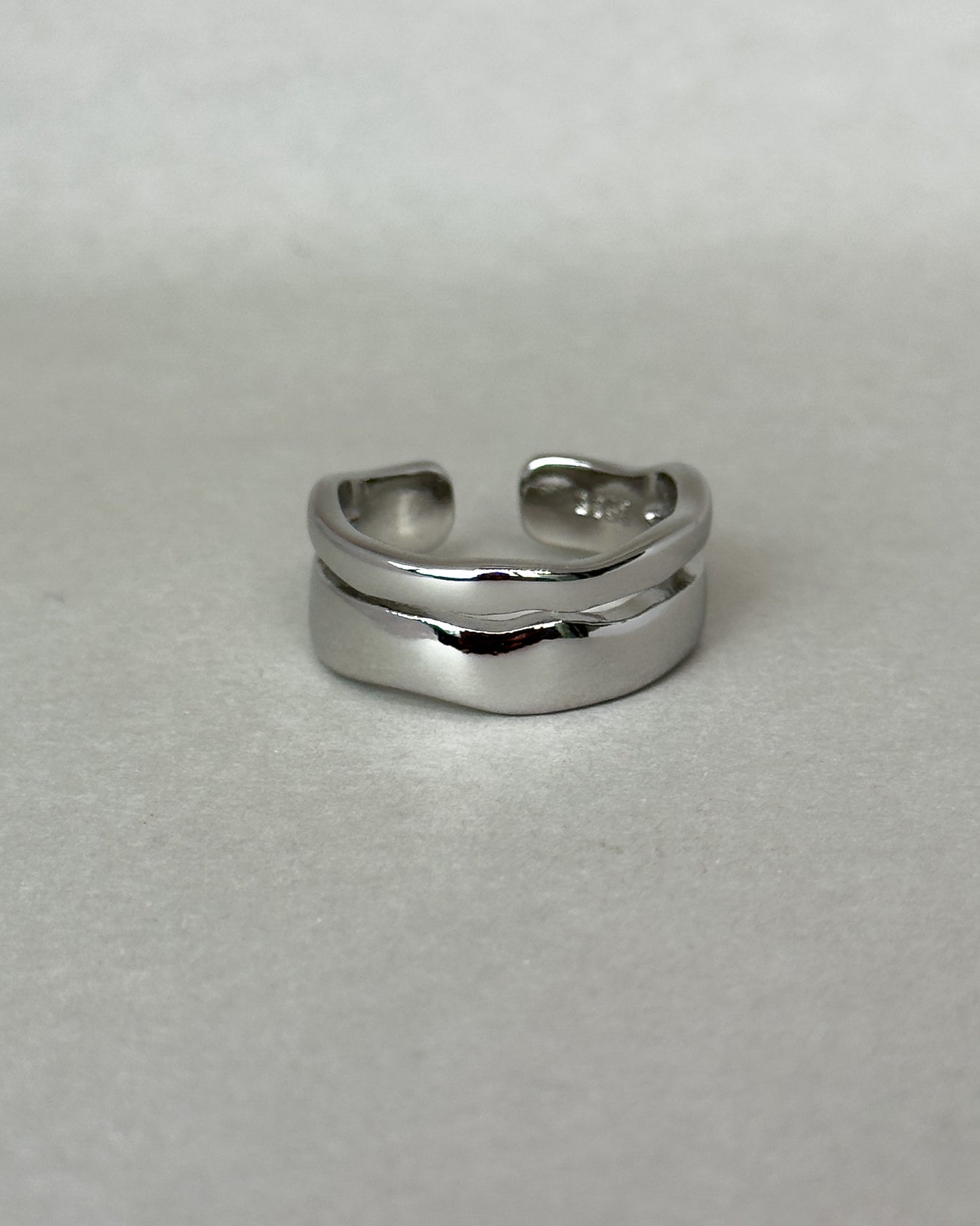 Two Tier Irregular Solid Sterling Silver Ring