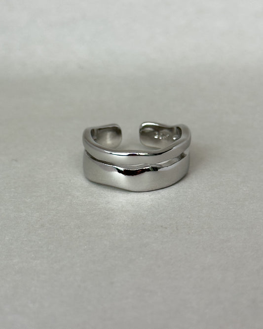 Two Tier Irregular Solid Sterling Silver Ring