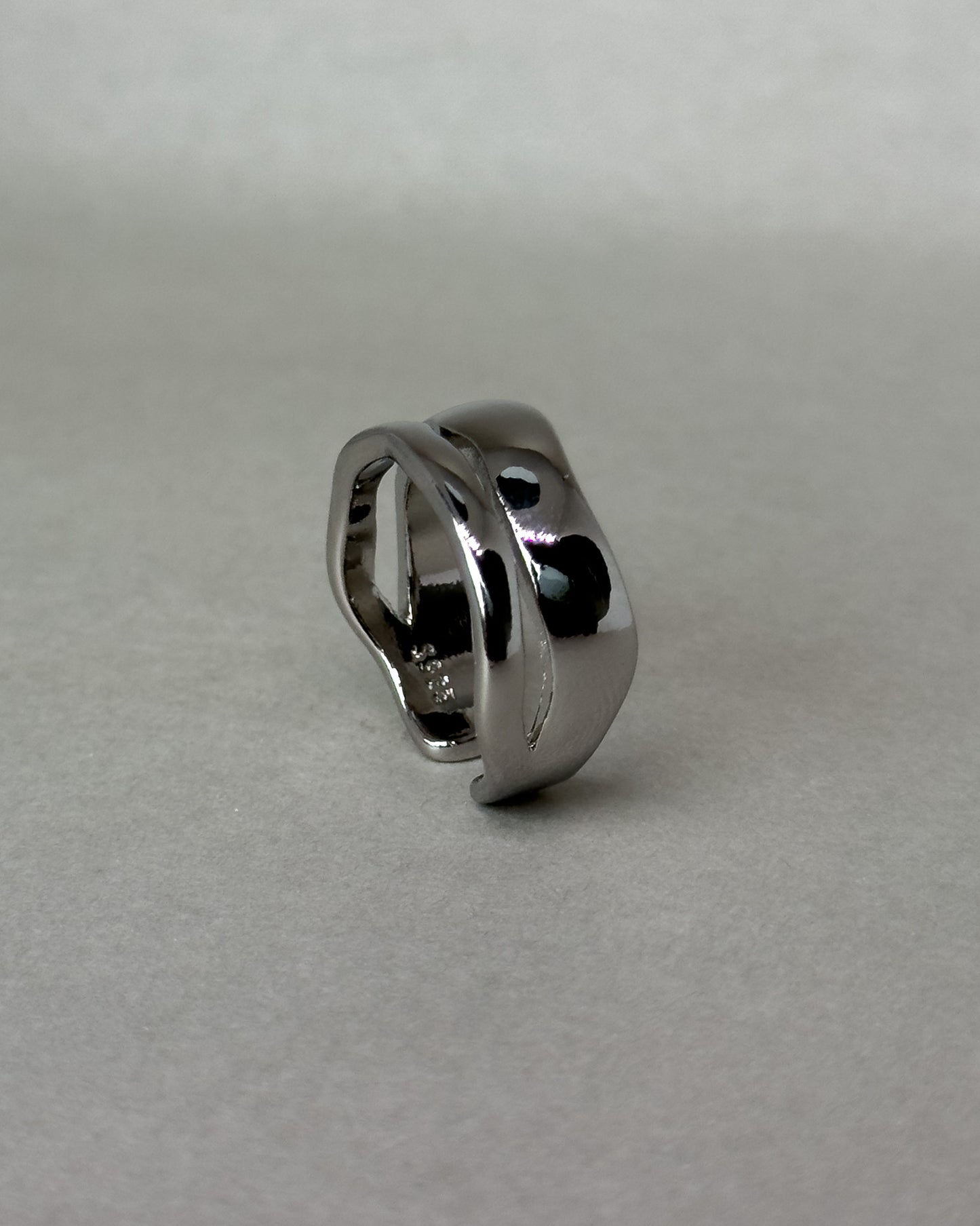 Two Tier Irregular Solid Sterling Silver Ring