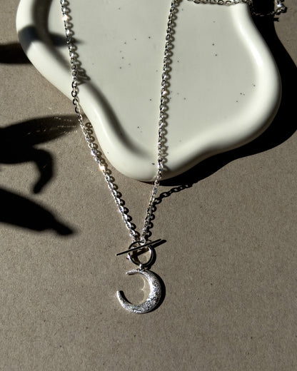 Luna Solid Sterling Silver Front closure Necklace