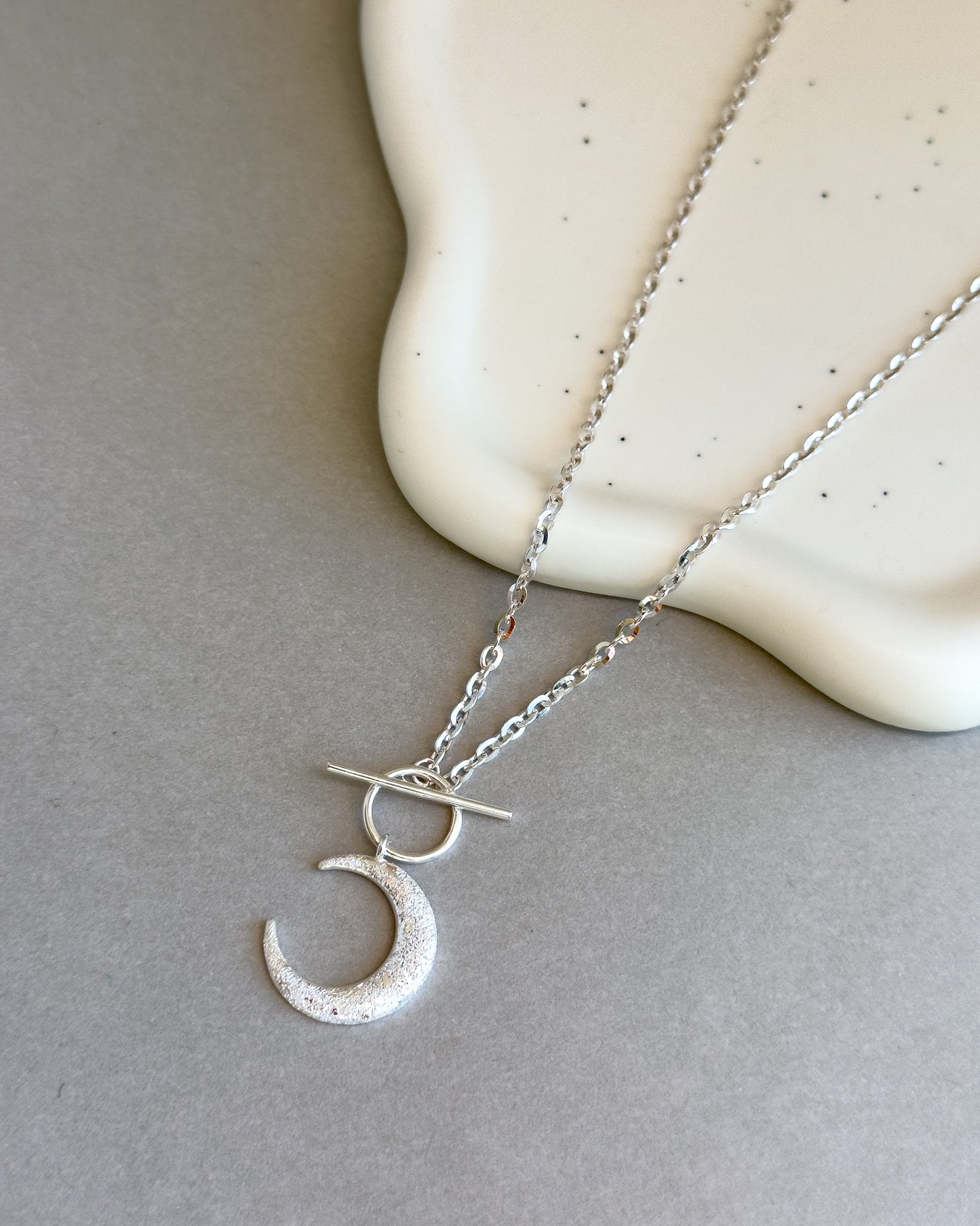 Luna Solid Sterling Silver Front closure Necklace
