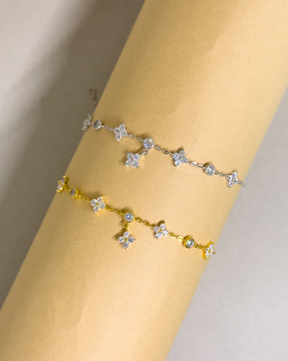 18K Gold Zircon Flower bracelet