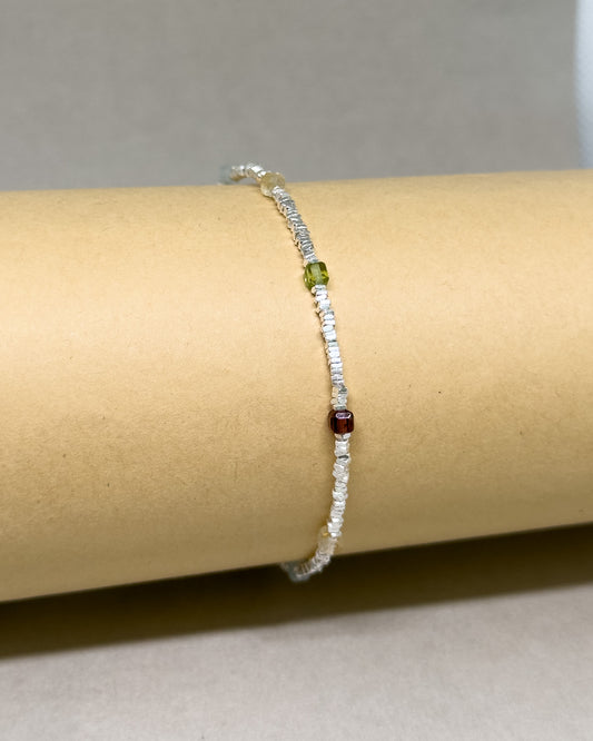 Aria Multicolour Beaded Silver Bracelet