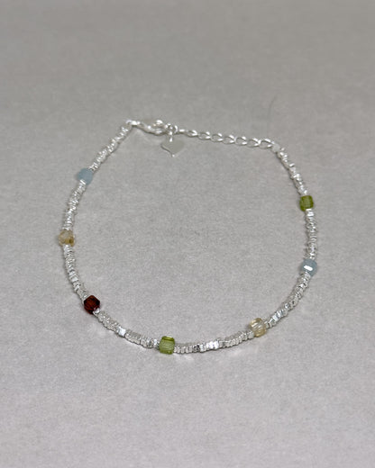 Aria Multicolour Beaded Silver Bracelet
