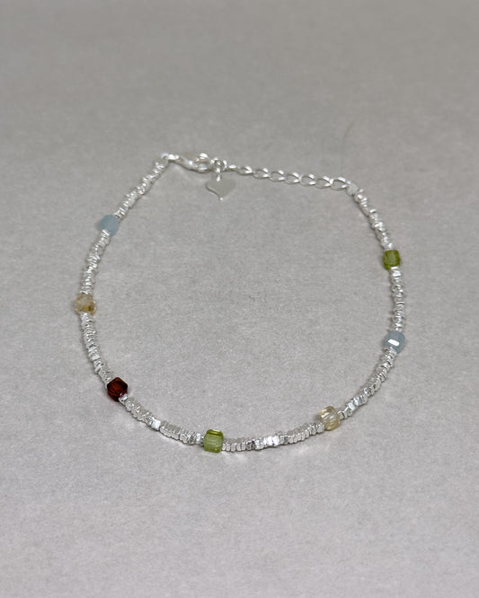 Aria Multicolour Beaded Silver Bracelet