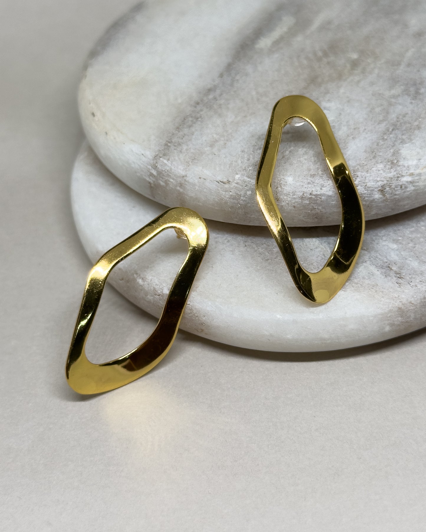 Irregular Droplet Gold Stud Earrings