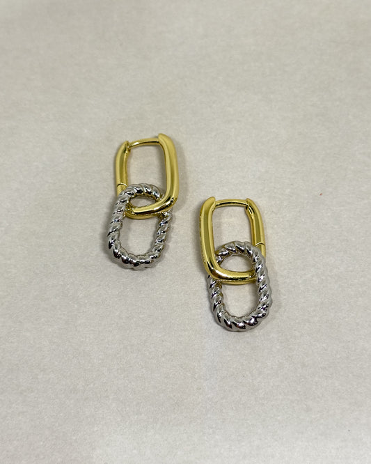Two tone Double loop Earrings