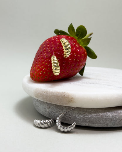 Sterling Silver Croissant Stud Earrings