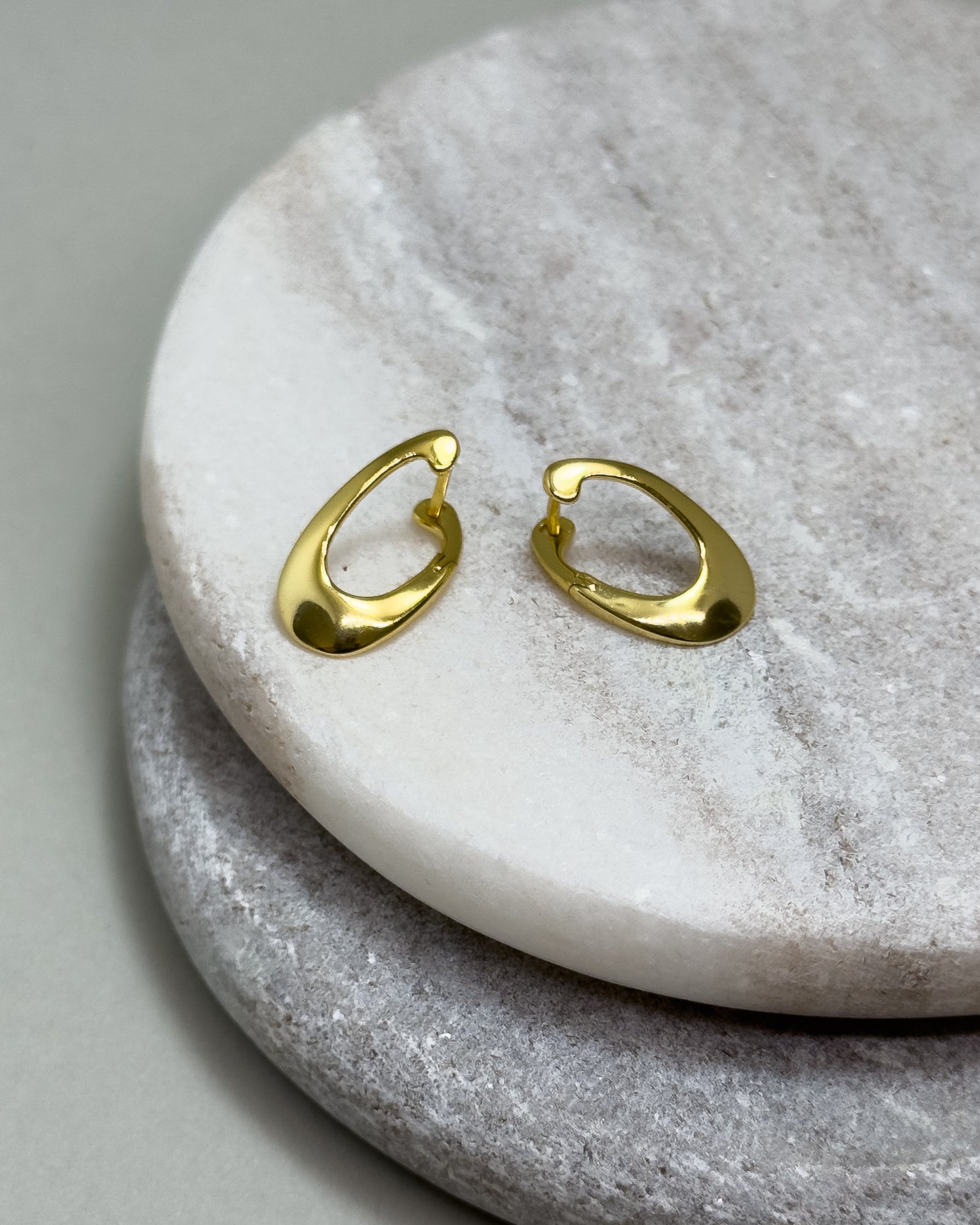 Small Oval Shaped Gold Hoop Earrings