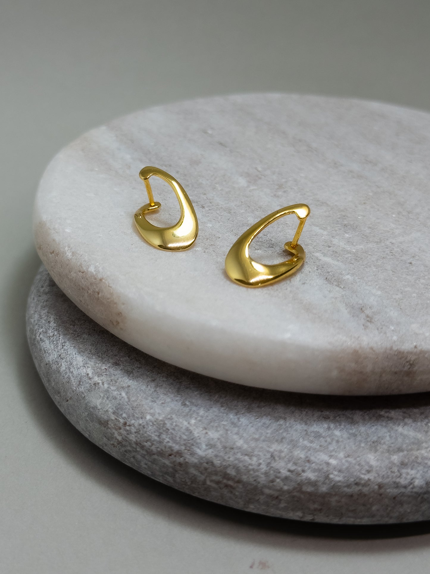 Small Oval Shaped Gold Hoop Earrings