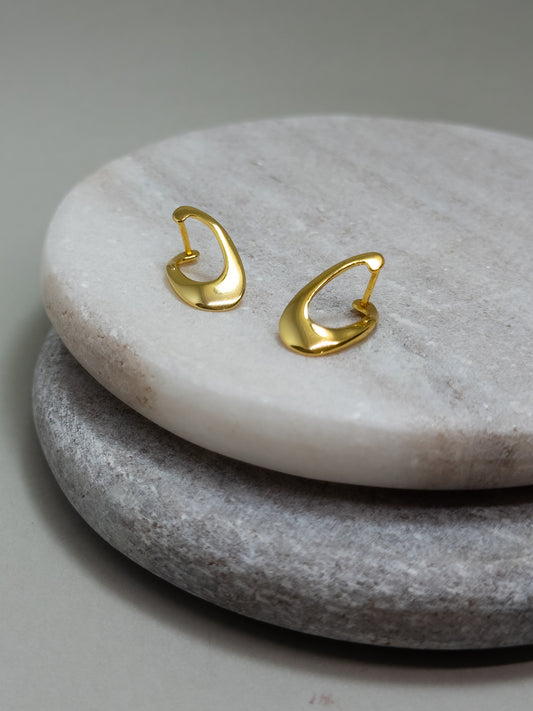 Small Oval Shaped Gold Hoop Earrings