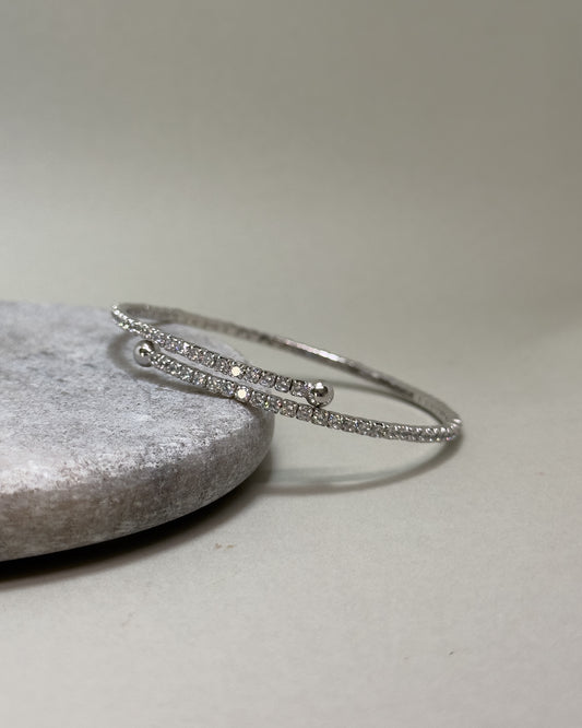 Zara Stretchable Silver Zircon Bangle