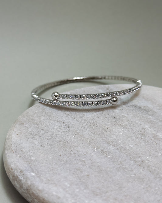 Zara Stretchable Silver Zircon Bangle