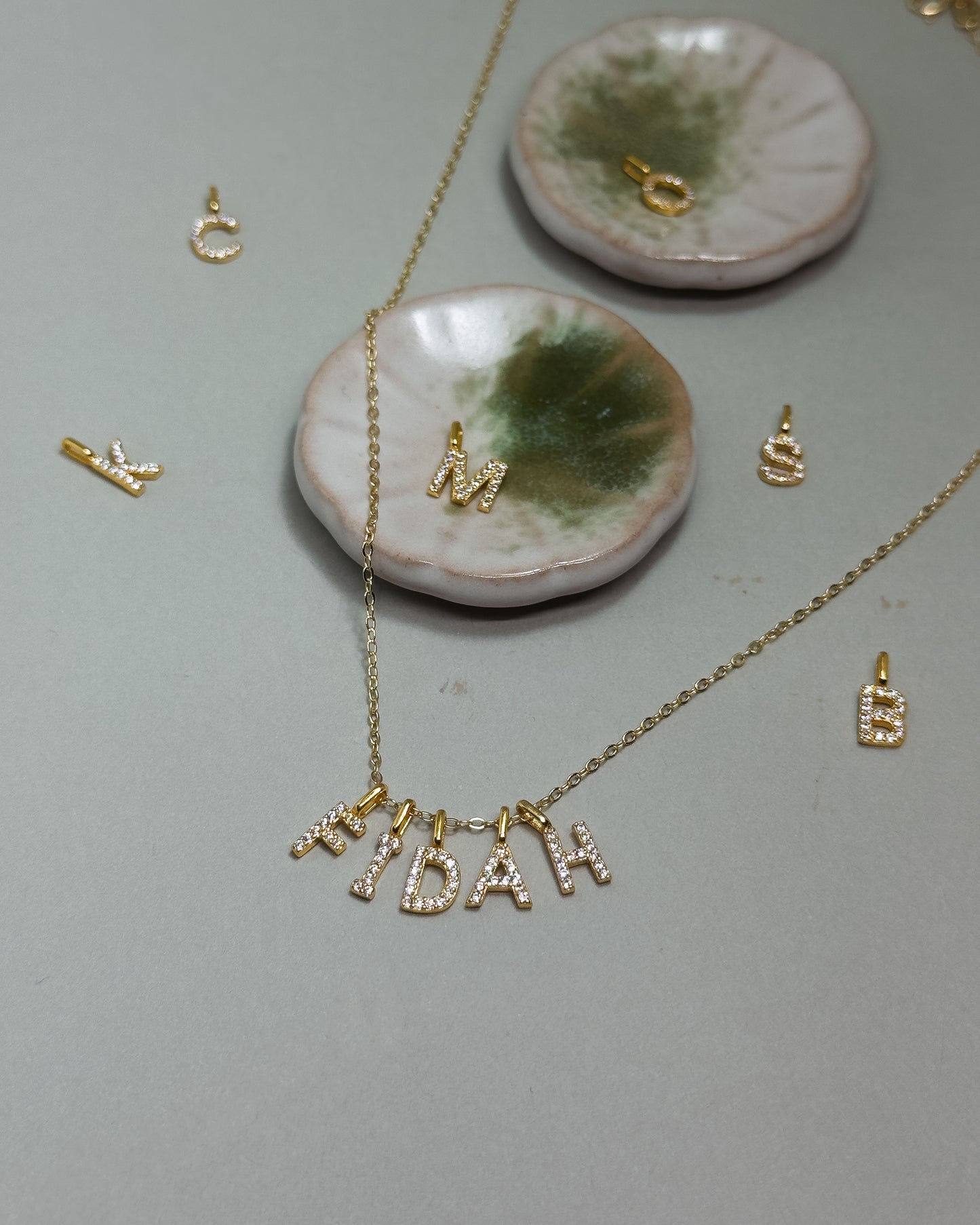 14K Gold Letter Charm Necklace