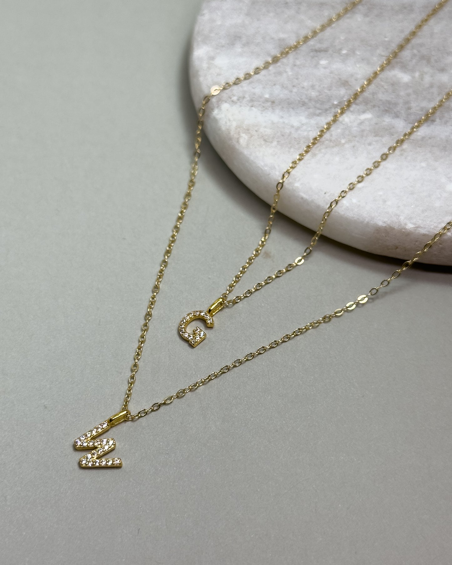 14K Gold Letter Charm Necklace